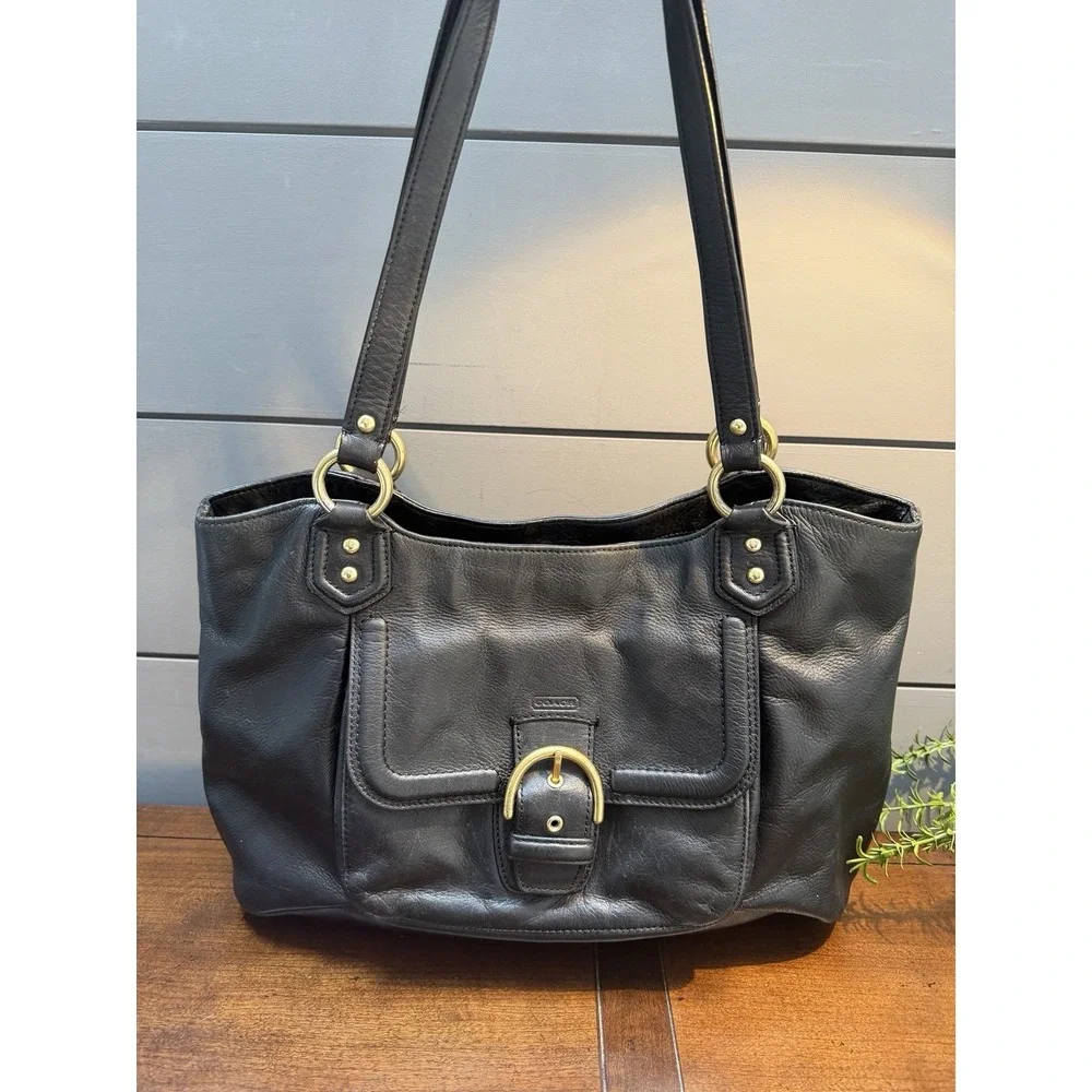 Coach F24961 Campbell Carryall Black Bag POCKETS! Travel Festival Luxury Hobo - Picture 13 of 13